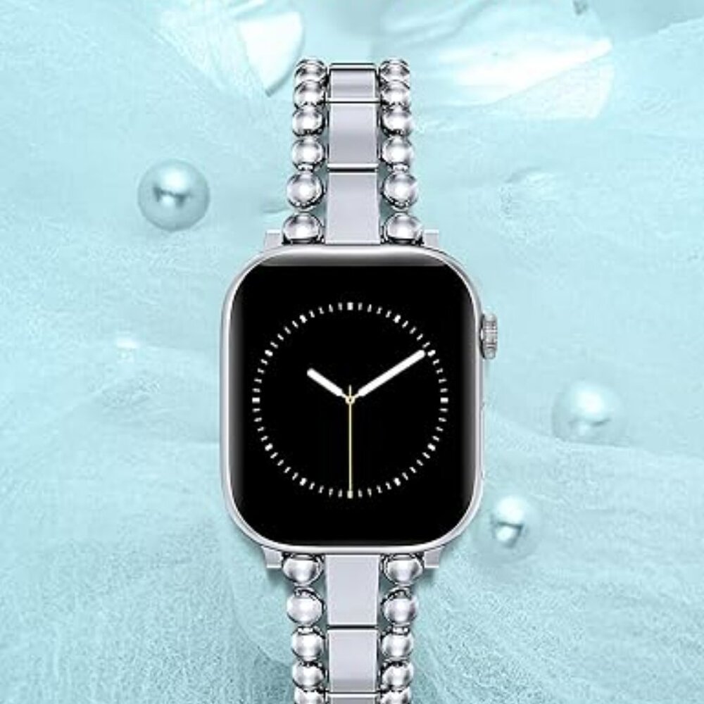 Luxury Style Silver Beaded Fashion Apple Compatible Replacement Band - New - Picture 4 of 4
